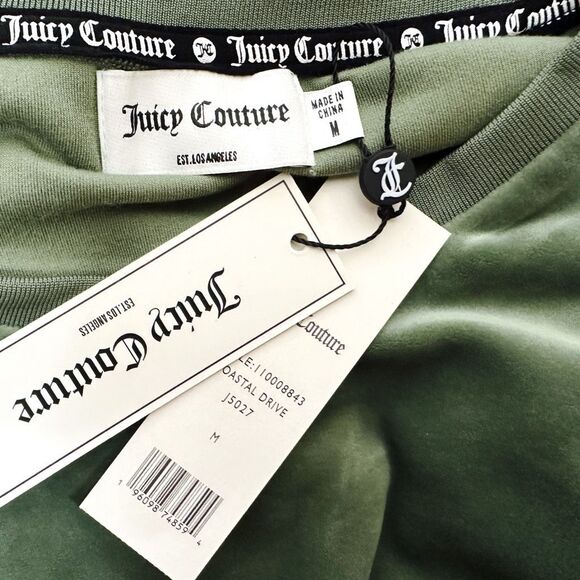 Juicy Couture Bling Velour Cropped Crew Neck - Size Medium - Picture 6 of 6